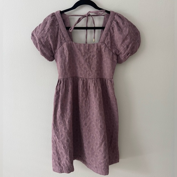 Madewell Quilted Puff-Sleeve Mini Dress in Fig Multi Jaq XXS - Picture 2 of 7